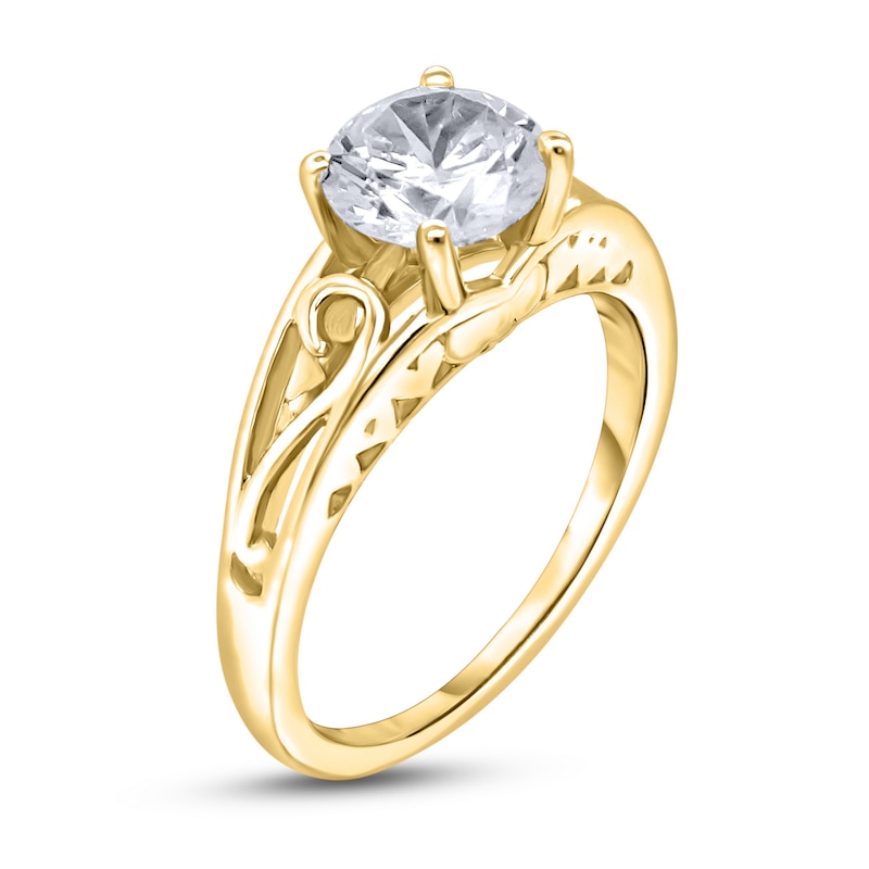 Main Image 2 of Diamond Solitaire Scroll Engagement Ring 3/4 ct tw Round 14K Yellow Gold (I2/I)