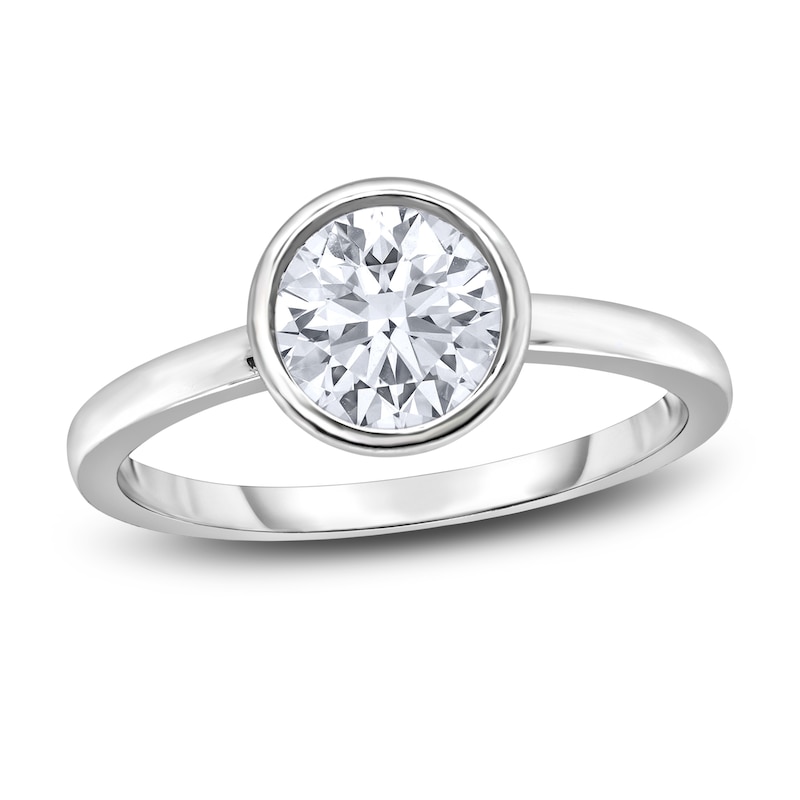 Main Image 1 of Diamond Solitaire Engagement Ring 3/4 ct tw Bezel-Set Round 14K White Gold (I2/I)