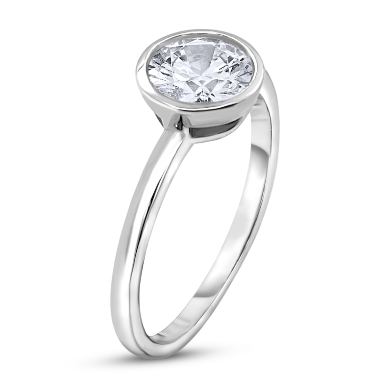 Main Image 2 of Diamond Solitaire Engagement Ring 3/4 ct tw Bezel-Set Round 14K White Gold (I2/I)