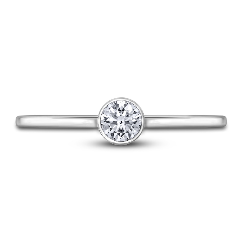 Main Image 3 of Diamond Solitaire Engagement Ring 3/4 ct tw Bezel-Set Round 14K White Gold (I2/I)