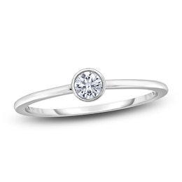 Diamond Solitaire Engagement Ring 1/4 ct tw Bezel-Set Round 14K White Gold (I2/I)