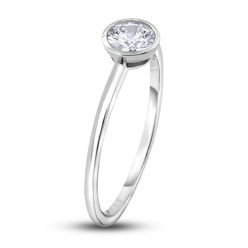 Main Image 2 of Diamond Solitaire Engagement Ring 1/4 ct tw Bezel-Set Round 14K White Gold (I2/I)