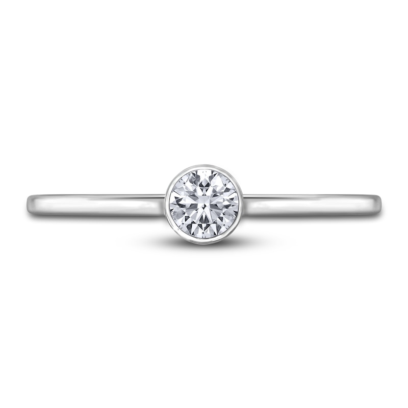 Main Image 3 of Diamond Solitaire Engagement Ring 1/4 ct tw Bezel-Set Round 14K White Gold (I2/I)