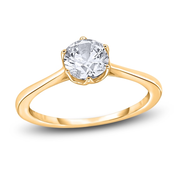 Diamond Cathedral Solitaire Engagement Ring 3/4 ct tw Round 14K Yellow Gold (I2/I)