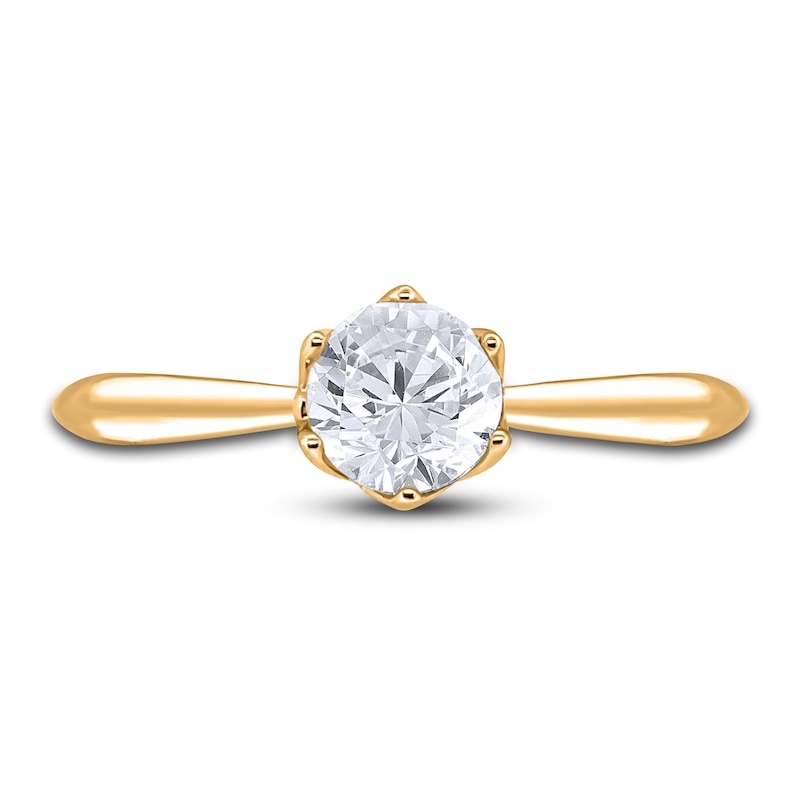 Main Image 3 of Diamond Cathedral Solitaire Engagement Ring 3/4 ct tw Round 14K Yellow Gold (I2/I)