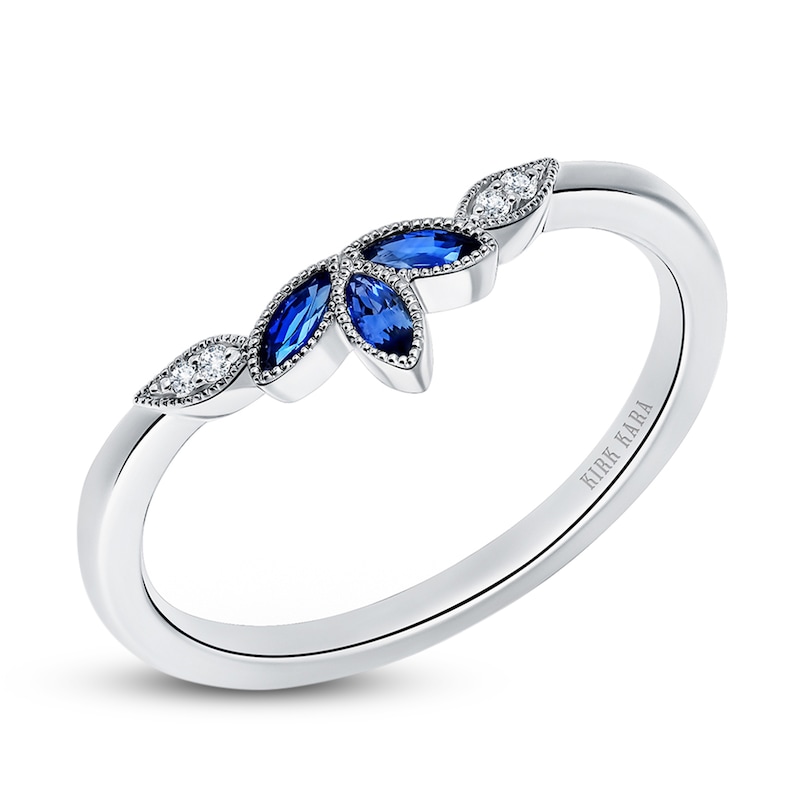 Kirk Kara Natural Blue Sapphire Anniversary Band Diamond Accents 14K White Gold