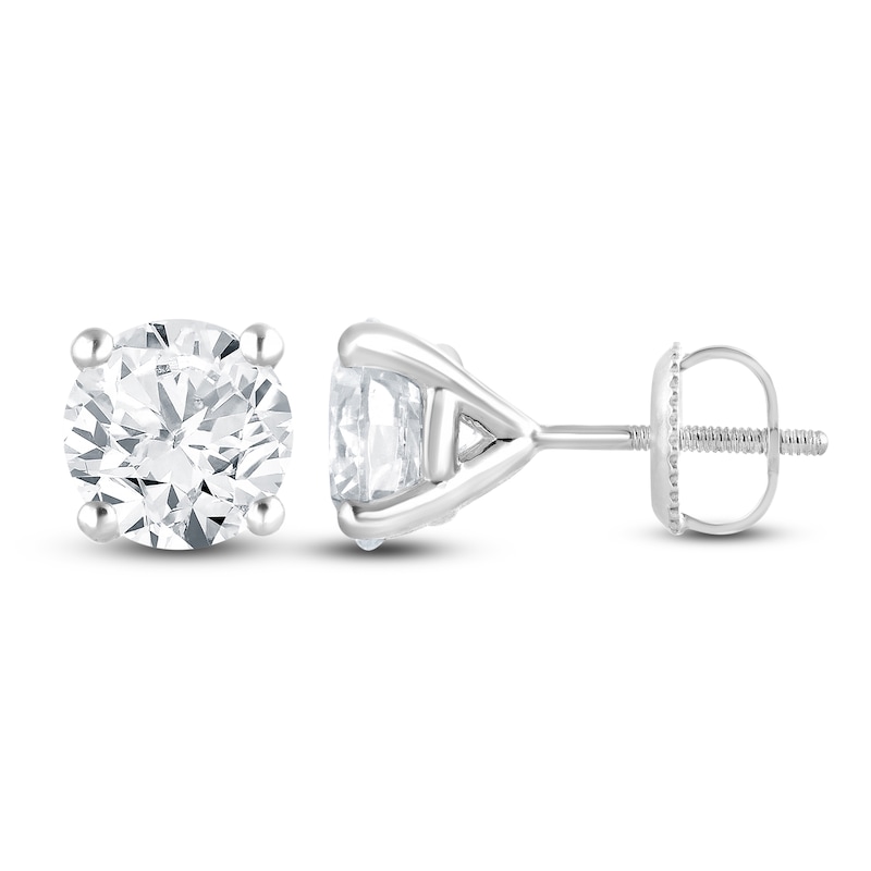 Main Image 1 of Round-Cut Lab-Grown Diamond Solitaire Stud Earrings 4 ct tw 14K White Gold (SI2/F)