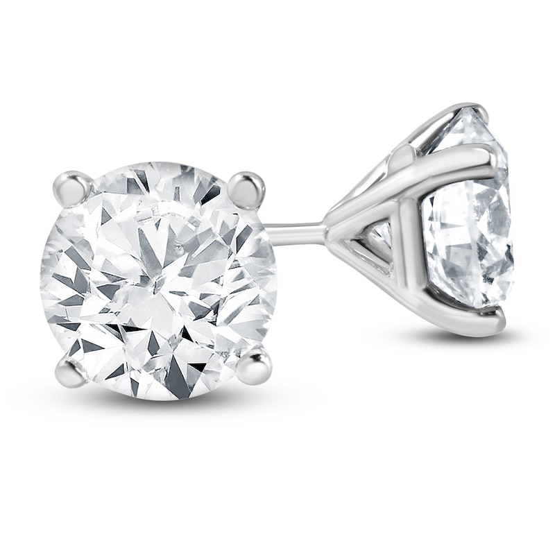 Main Image 2 of Round-Cut Lab-Grown Diamond Solitaire Stud Earrings 4 ct tw 14K White Gold (SI2/F)