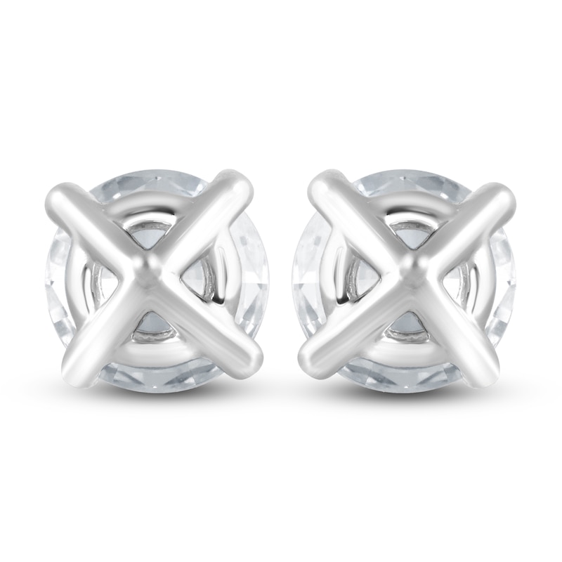 Main Image 3 of Round-Cut Lab-Grown Diamond Solitaire Stud Earrings 4 ct tw 14K White Gold (SI2/F)