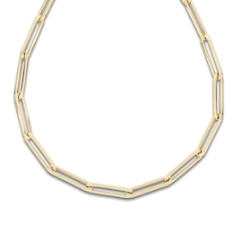 Italia D'Oro Elongated Paperclip Chain Necklace 6mm Hollow 14K Yellow Gold 20"