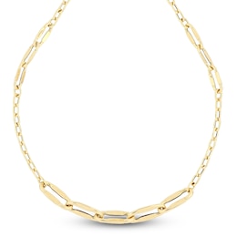 Italia D'Oro Stampato Paperclip Chain Necklace 7mm Hollow 14K Yellow Gold 18"