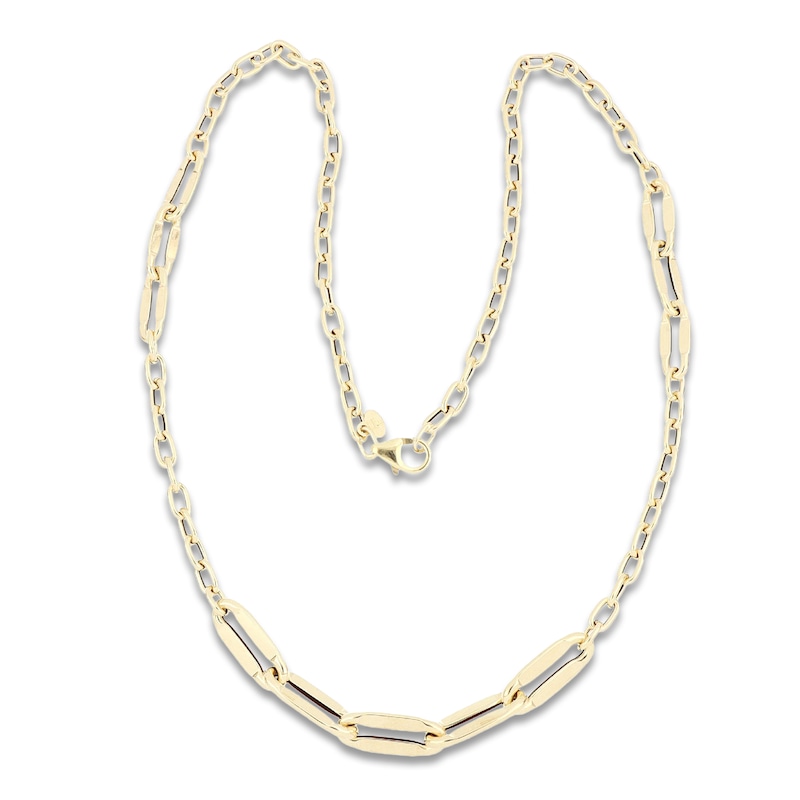 Main Image 2 of Italia D'Oro Stampato Paperclip Chain Necklace 7mm Hollow 14K Yellow Gold 18"