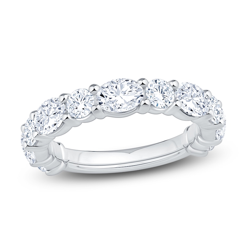 Main Image 1 of Oval & Round-Cut Lab-Grown Diamond Anniversary Ring 2-1/2 ct tw 14K White Gold