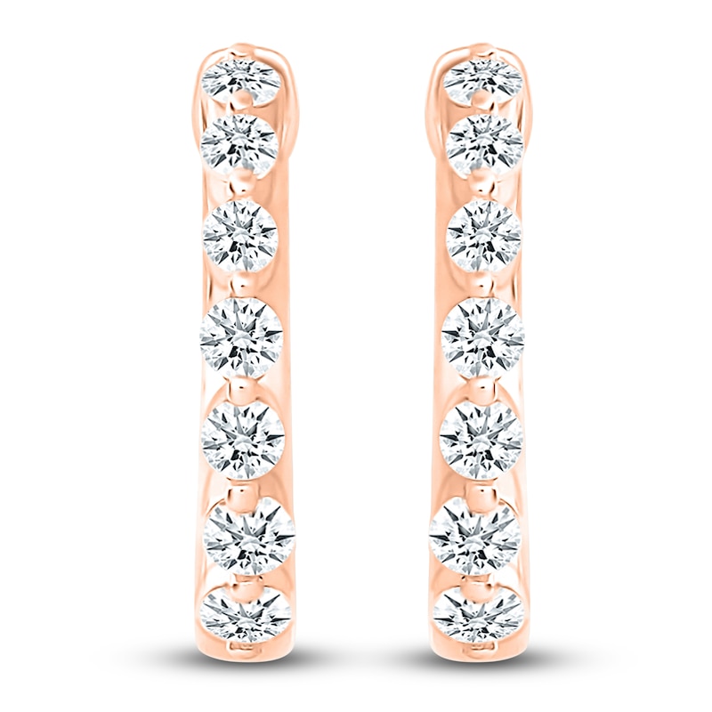Main Image 1 of Diamond Hoop Earrings 1/2 ct tw 10K Rose Gold