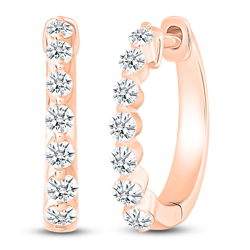 Main Image 2 of Diamond Hoop Earrings 1/2 ct tw 10K Rose Gold