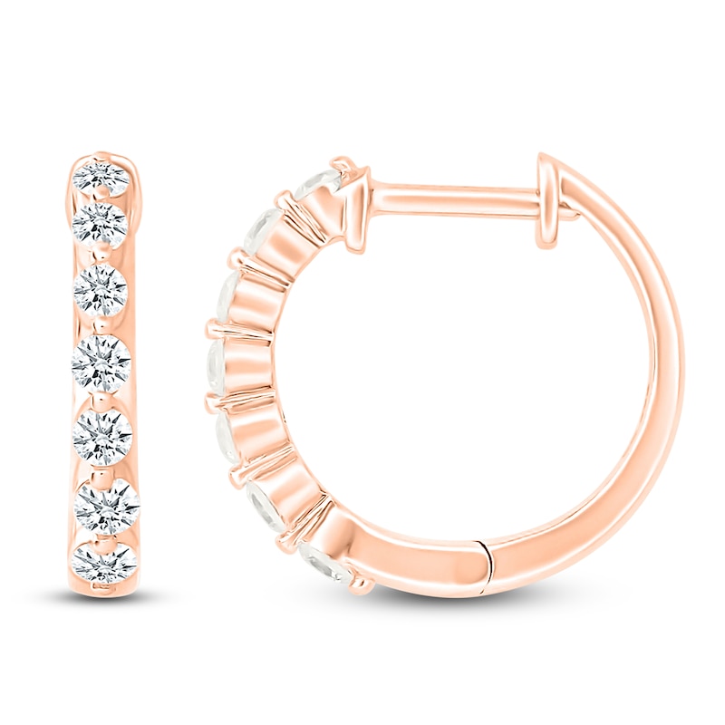 Main Image 3 of Diamond Hoop Earrings 1/2 ct tw 10K Rose Gold