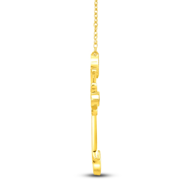 Main Image 4 of Marquise & Round-Cut Natural Ruby & Diamond Cross Necklace 1/10 ct tw 14K Yellow Gold 18"