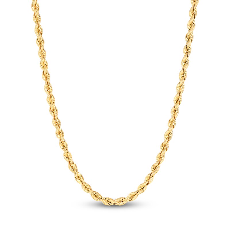 Main Image 1 of Silk Rope Chain Necklace 3mm Solid 14K Yellow Gold 22"