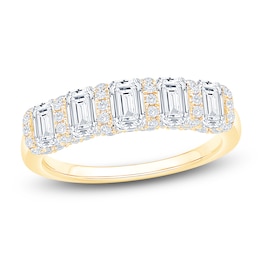 Certified Emerald-Cut Diamond Anniversary Ring 2 ct tw 18K Yellow Gold