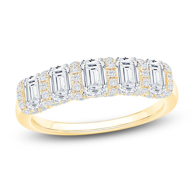 Main Image 1 of Certified Emerald-Cut Diamond Anniversary Ring 2 ct tw 18K Yellow Gold