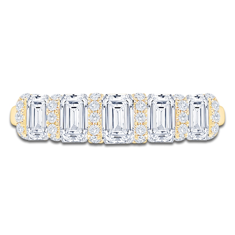 Main Image 3 of Certified Emerald-Cut Diamond Anniversary Ring 2 ct tw 18K Yellow Gold