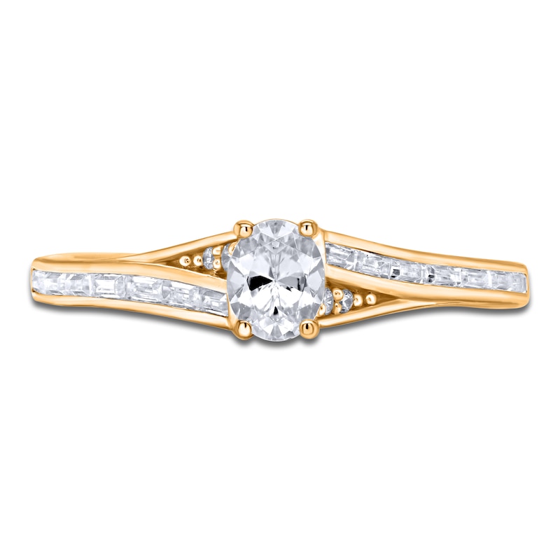 Main Image 3 of Brilliant Moments Oval-Cut Diamond Engagement Ring 1/2 ct tw 14K Yellow Gold