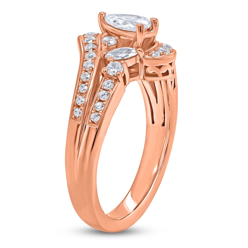 Main Image 2 of Brilliant Moments Pear-Shaped Diamond Bypass Engagement Ring 1 ct tw 14K Rose Gold
