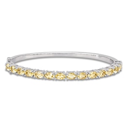 Oval-Cut Natural Citrine Bangle Bracelet Sterling Silver 7.5"