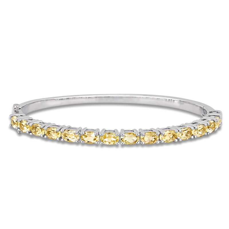 Main Image 1 of Oval-Cut Natural Citrine Bangle Bracelet Sterling Silver 7.5"
