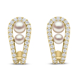 Yoko London Akoya Cultured Pearl & Diamond Earrings 1/2 ct tw 18K Yellow Gold