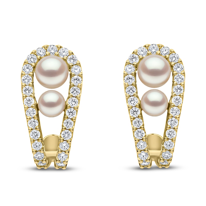 Main Image 1 of Yoko London Akoya Cultured Pearl & Diamond Earrings 1/2 ct tw 18K Yellow Gold