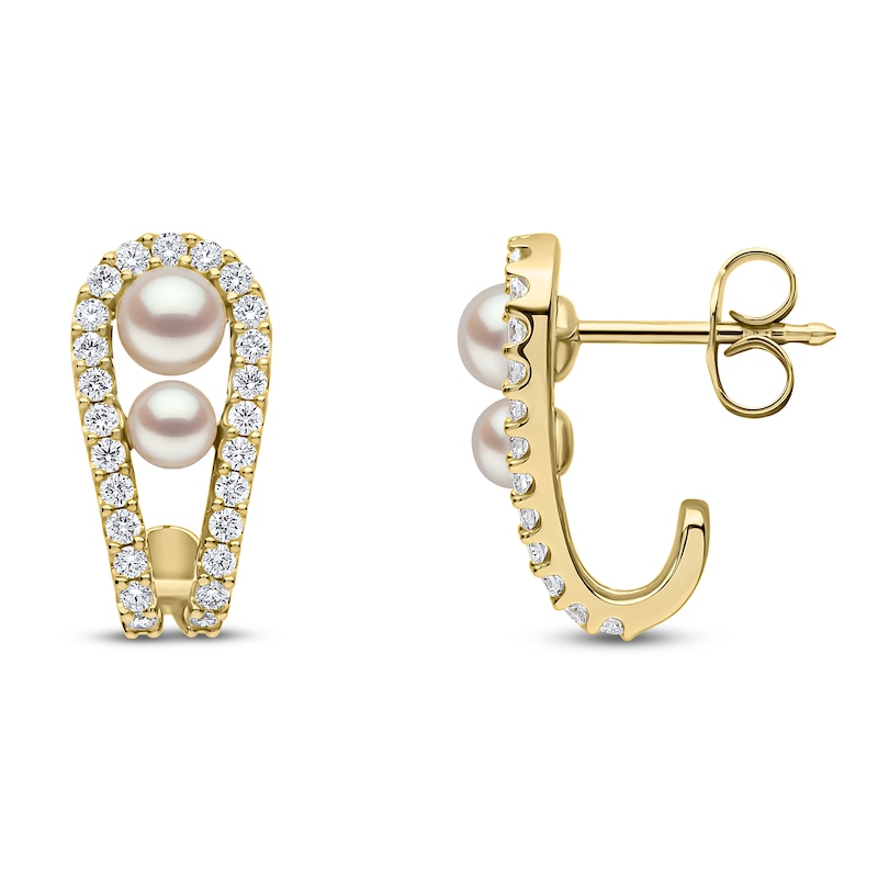 Main Image 2 of Yoko London Akoya Cultured Pearl & Diamond Earrings 1/2 ct tw 18K Yellow Gold