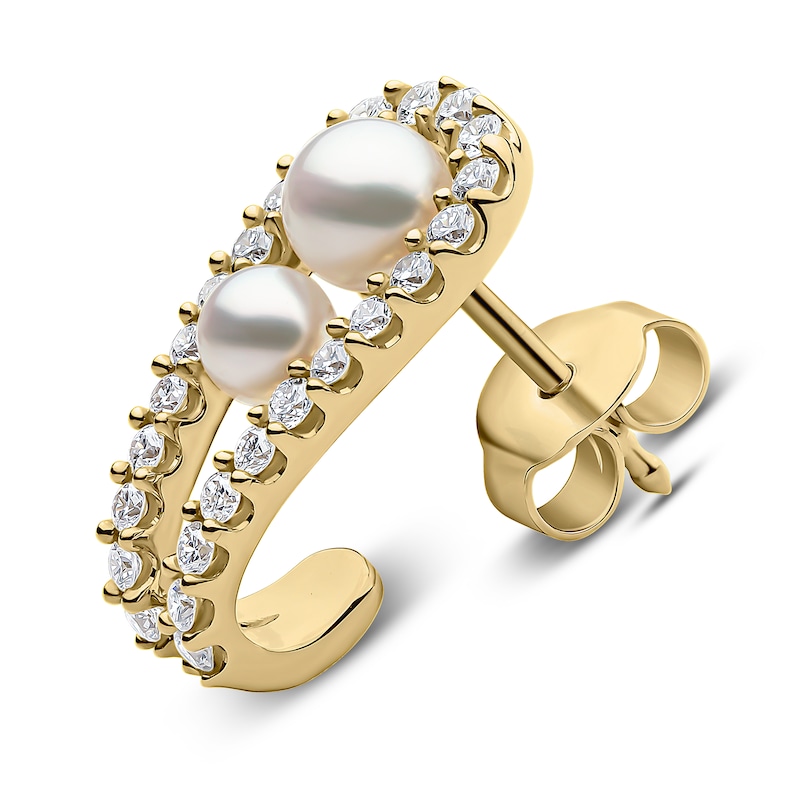Main Image 3 of Yoko London Akoya Cultured Pearl & Diamond Earrings 1/2 ct tw 18K Yellow Gold