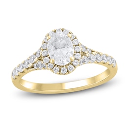 Oval-Cut Diamond Halo Engagement Ring 1 ct tw 14K Yellow Gold