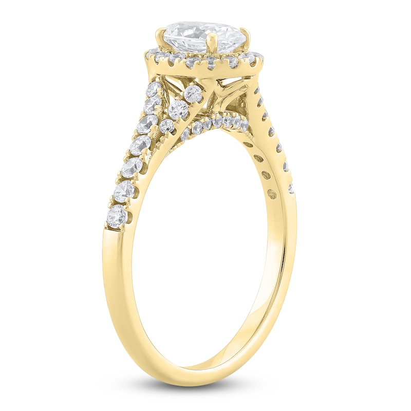Main Image 2 of Brilliant Moments Oval-Cut Diamond Halo Engagement Ring 1 ct tw 14K Yellow Gold