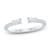 Thumbnail Image 1 of Certified Baguette & Round-Cut Diamond Open-Shank Wedding Band 1/3 ct tw 14K White Gold