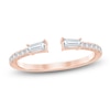 Thumbnail Image 1 of Certified Baguette & Round-Cut Diamond Open-Shank Wedding Band 1/3 ct tw 14K Rose Gold