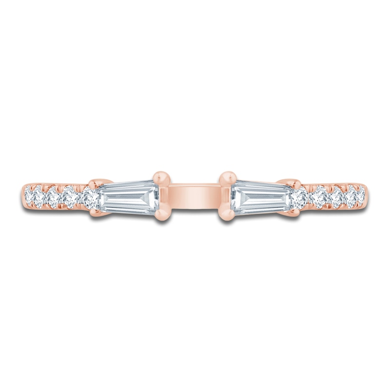 Main Image 3 of Certified Baguette & Round-Cut Diamond Open-Shank Wedding Band 1/3 ct tw 14K Rose Gold