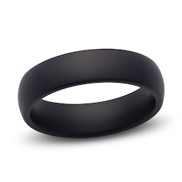 Men's Domed Matte Wedding Band Black Ceramic 6mm
