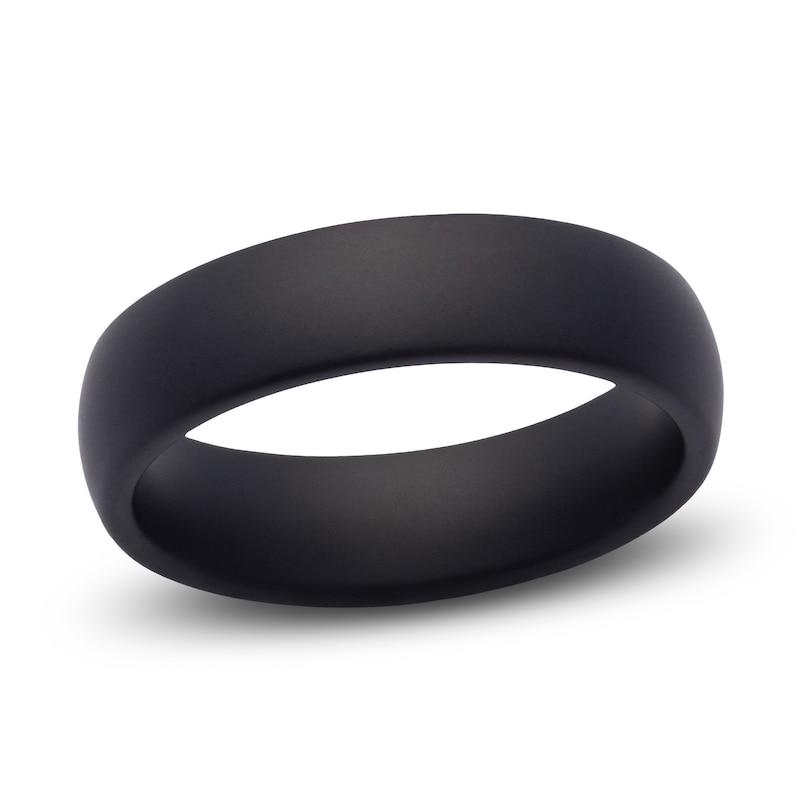Main Image 1 of Men's Domed Matte Wedding Band Black Ceramic 6mm