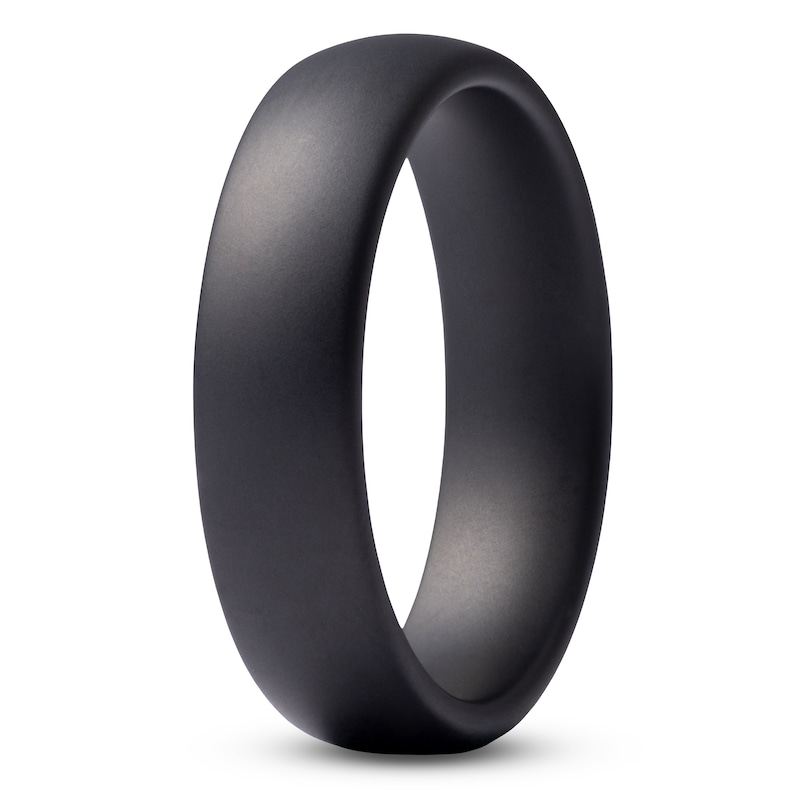 Main Image 2 of Men's Domed Matte Wedding Band Black Ceramic 6mm