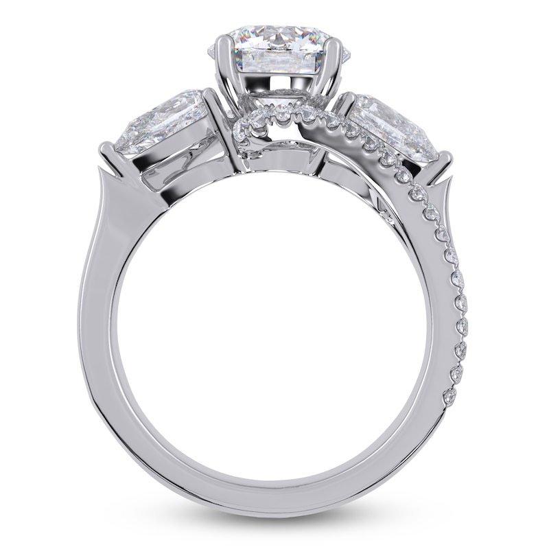 Main Image 4 of Round-Cut & Pear-Shaped Lab-Grown Diamond Three-Stone Bypass Engagement Ring 2-1/4 ct tw 14K White Gold