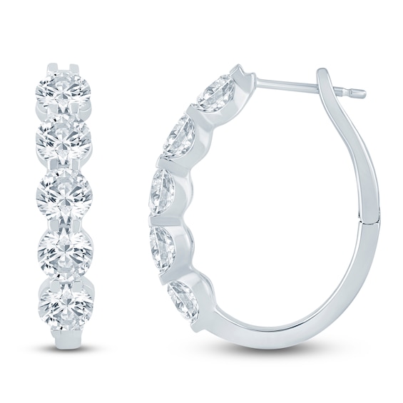 Jared Signature Lab-Grown Diamond U-Shaped Hoop Earrings 5 ct tw 14K White Gold