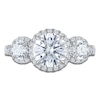 Thumbnail Image 3 of Vera Wang VOW Round-Cut Lab-Grown Diamond Three-Stone Halo Engagement Ring 3 ct tw 14K White Gold