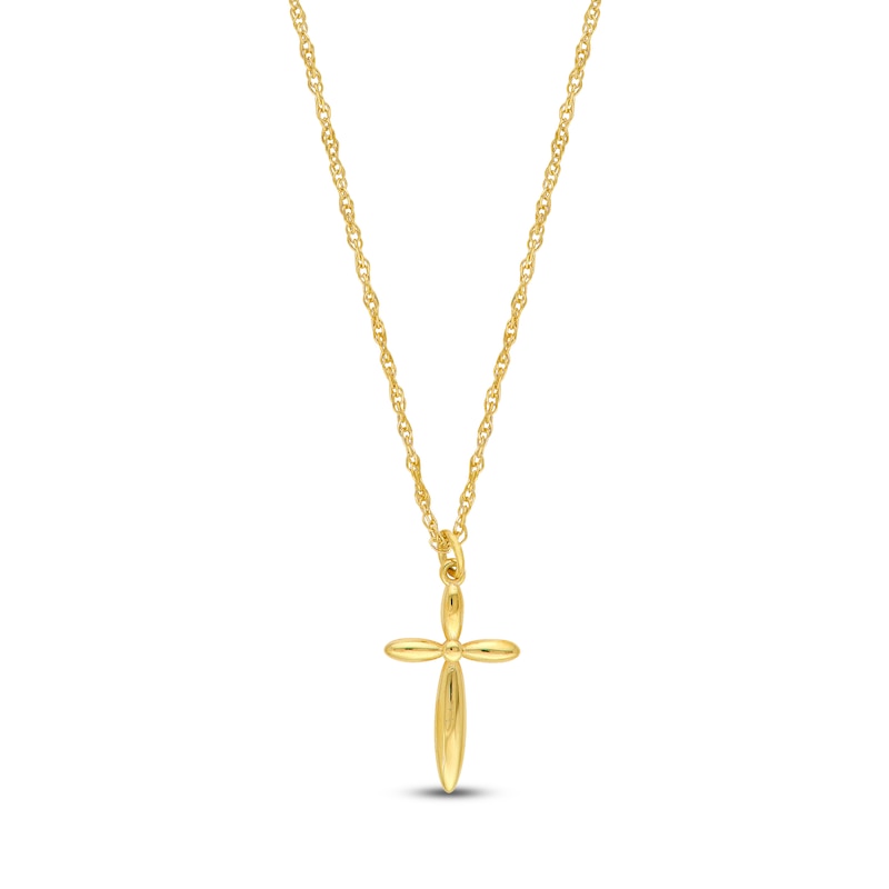 Main Image 1 of Tapered Cross Necklace 14K Yellow Gold 18"