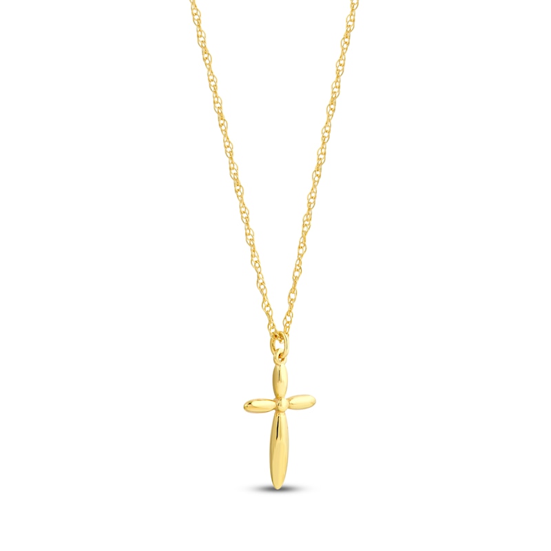 Main Image 2 of Tapered Cross Necklace 14K Yellow Gold 18"