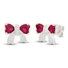 Thumbnail Image 2 of Heart-Shaped Lab-Created Ruby & White Lab-Created Sapphire Bow Stud Earrings Sterling Silver