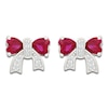 Thumbnail Image 3 of Heart-Shaped Lab-Created Ruby & White Lab-Created Sapphire Bow Stud Earrings Sterling Silver