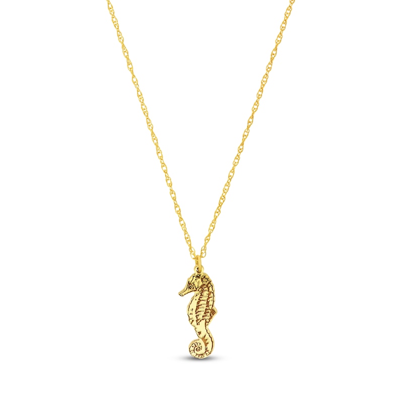 Main Image 1 of Seahorse Necklace 14K Yellow Gold 18"
