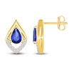 Thumbnail Image 1 of Pear-Shaped Blue Lab-Created Sapphire Earrings 1/10 ct tw 10K Yellow Gold